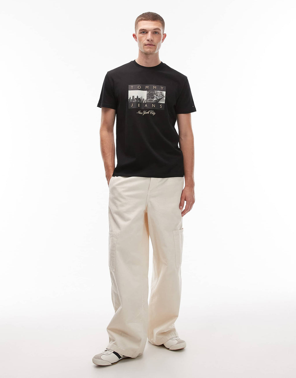 Tommy Jeans photo flag t-shirt in black