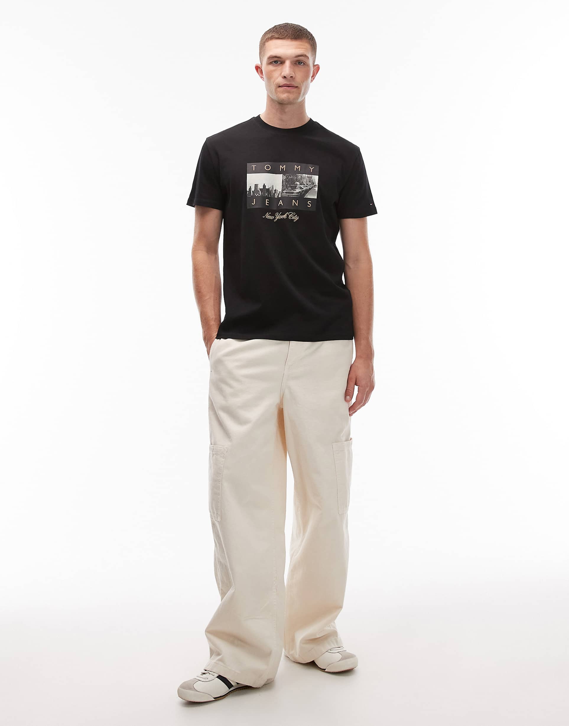 Tommy Jeans photo flag t-shirt in black
