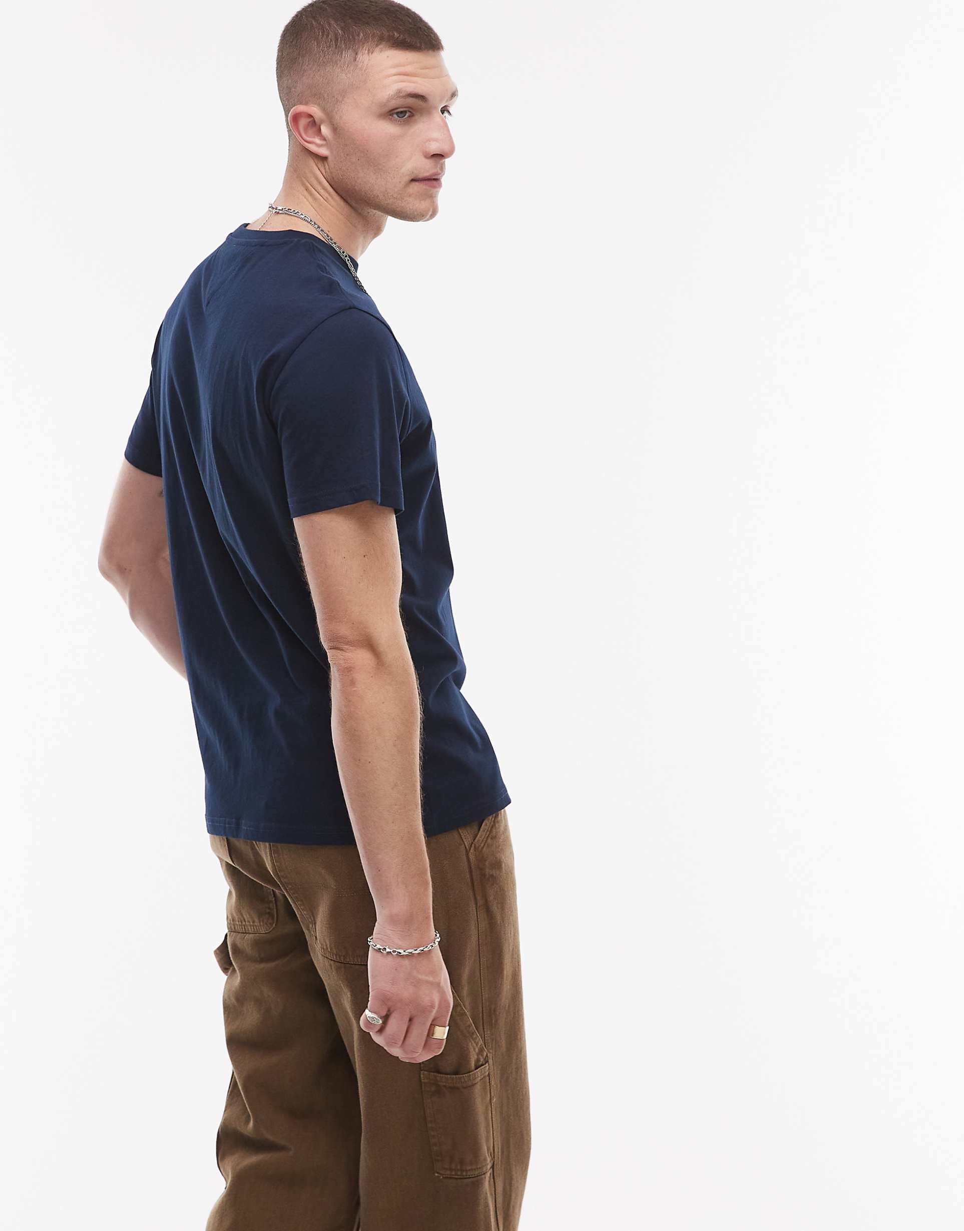 Tommy Jeans neon pop flag logo t-shirt in navy