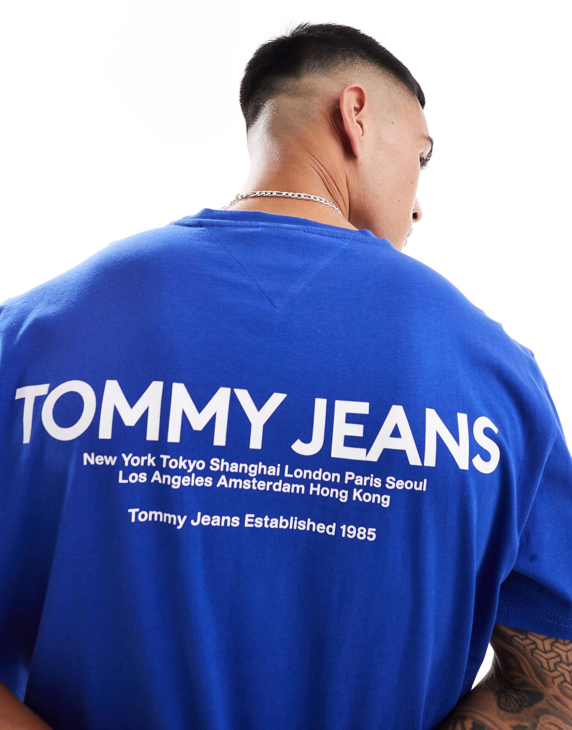 Tommy Jeans classic linear back print t-shirt in blue