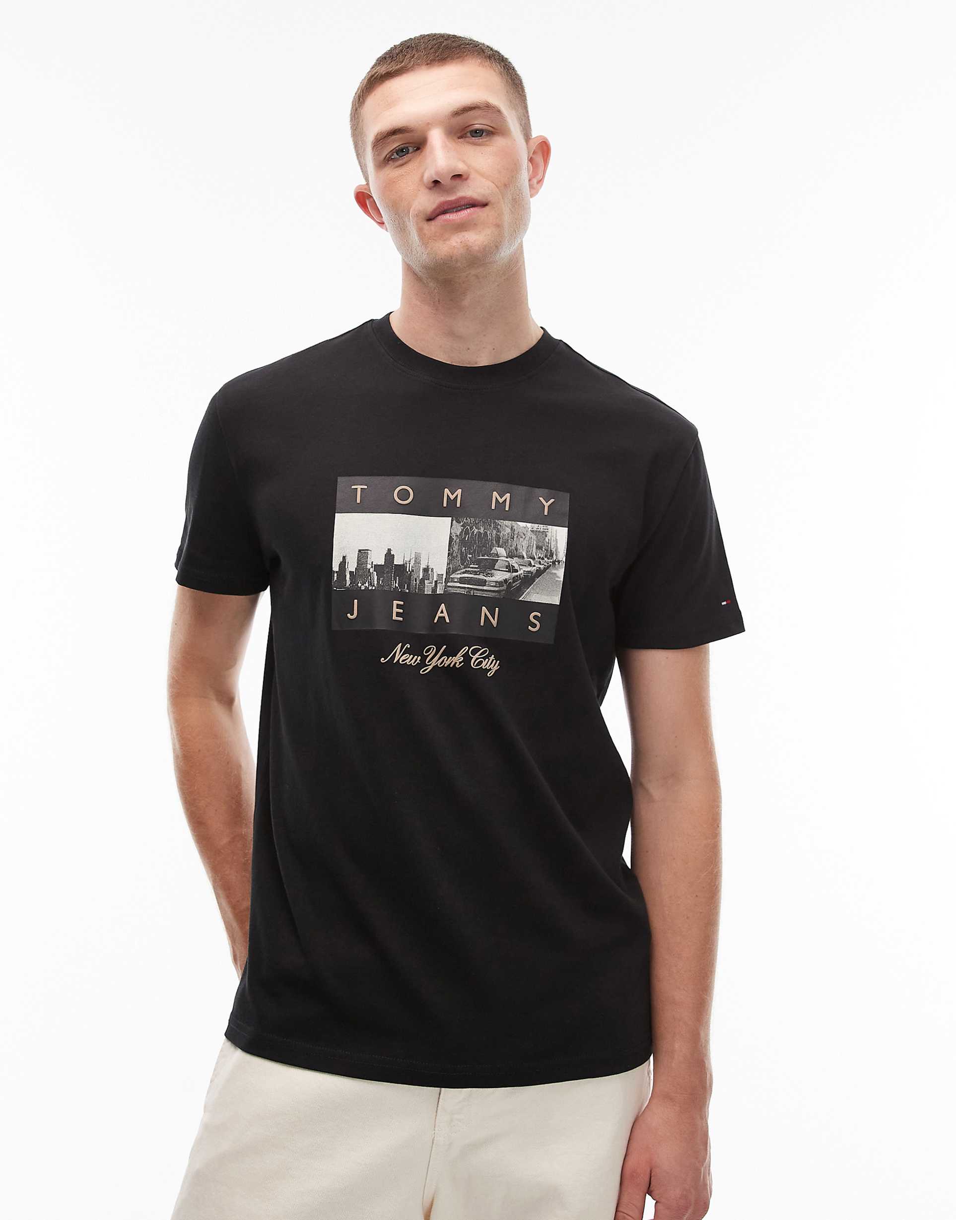 Tommy Jeans photo flag t-shirt in black